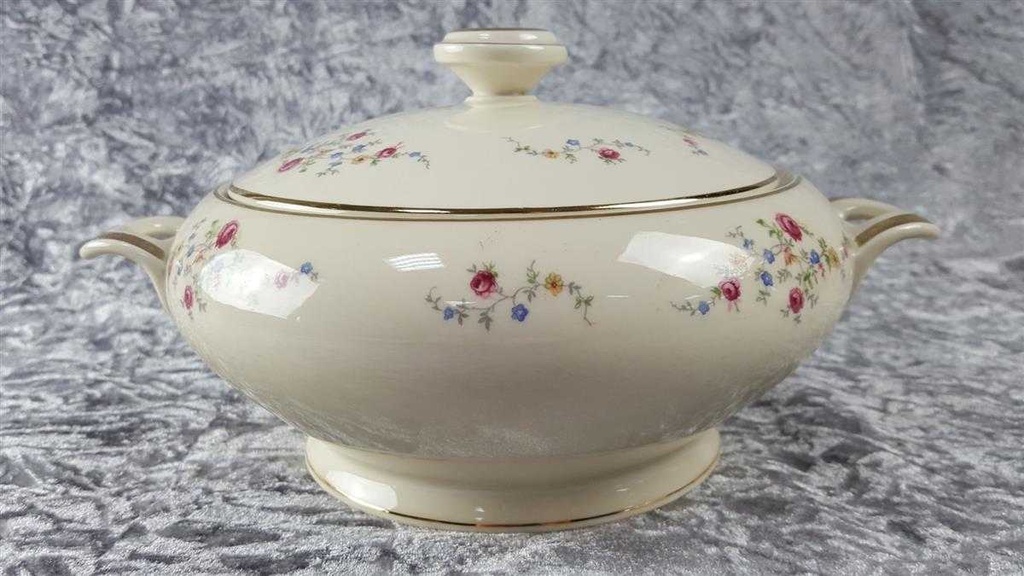 [45816909] Schüssel Goldrand 1,7 L Edelstein Bavaria Blumendekor 15476 Blumen Elfenbein Beige gebraucht - gut Bild 3