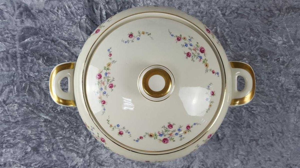 [45816909] Schüssel Goldrand 1,7 L Edelstein Bavaria Blumendekor 15476 Blumen Elfenbein Beige gebraucht - gut Bild 5
