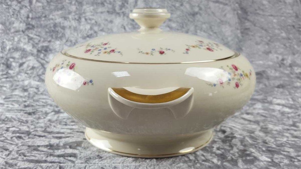 [45816910] Schüssel Goldrand 3,4 L Edelstein Bavaria Blumendekor 15476 Blumen Elfenbein Beige gebraucht - gut Bild 4