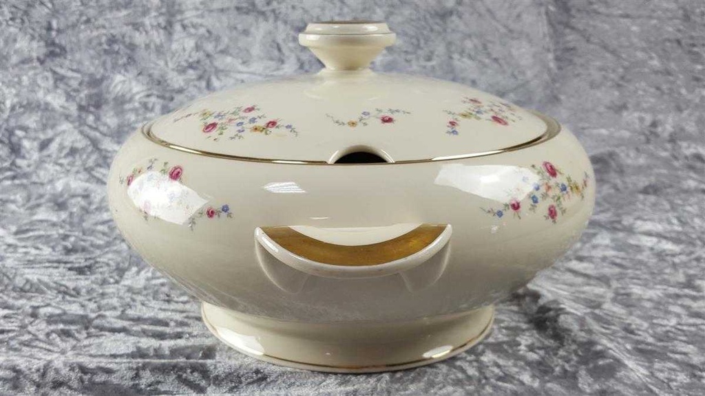 [45816910] Schüssel Goldrand 3,4 L Edelstein Bavaria Blumendekor 15476 Blumen Elfenbein Beige gebraucht - gut Bild 6