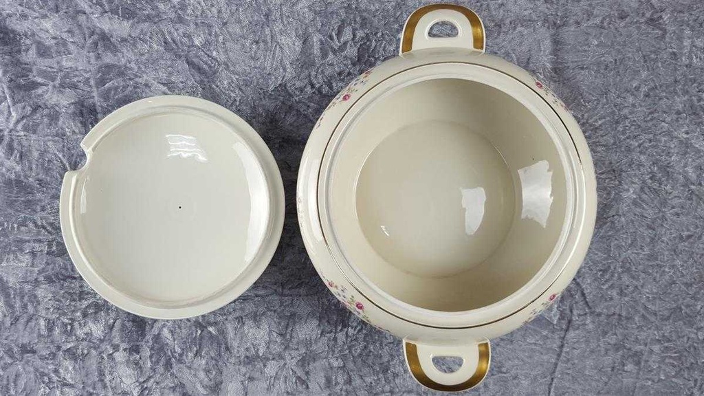 [45816910] Schüssel Goldrand 3,4 L Edelstein Bavaria Blumendekor 15476 Blumen Elfenbein Beige gebraucht - gut Bild 7
