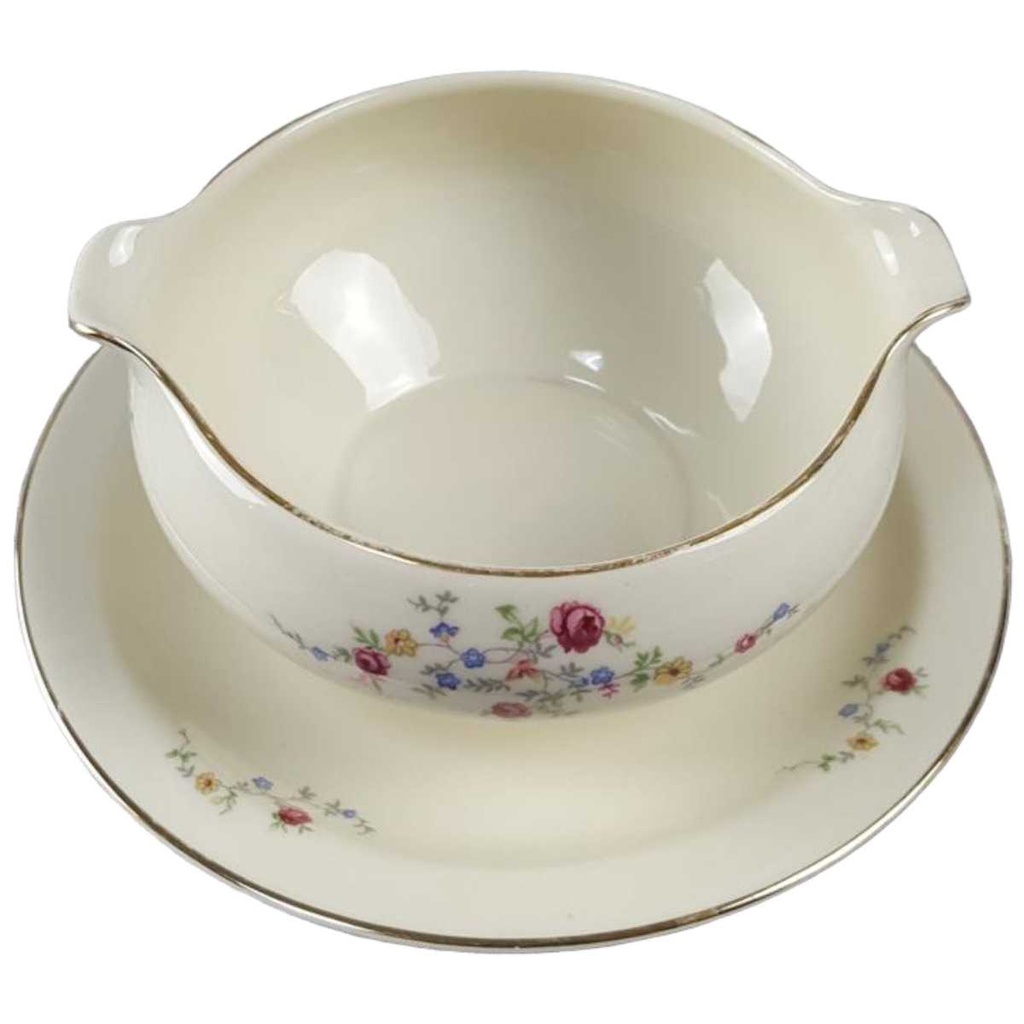 [45816911] Sauciere mit Teller Goldrand 1tlg Edelstein Bavaria Blumendekor 15476 Blumen Elfenbein Beige gebraucht - defekt Bild 2