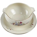 [45816911] Sauciere mit Teller Goldrand 1tlg Edelstein Bavaria Blumendekor 15476 Blumen Elfenbein Beige gebraucht - defekt Bild 2