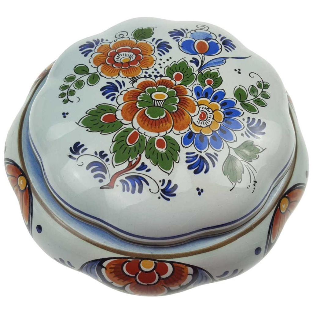 [458169173] Deckeldose Handwerk Polychroom Blumendekor Bunt Blumen gebraucht - gut Bild 2