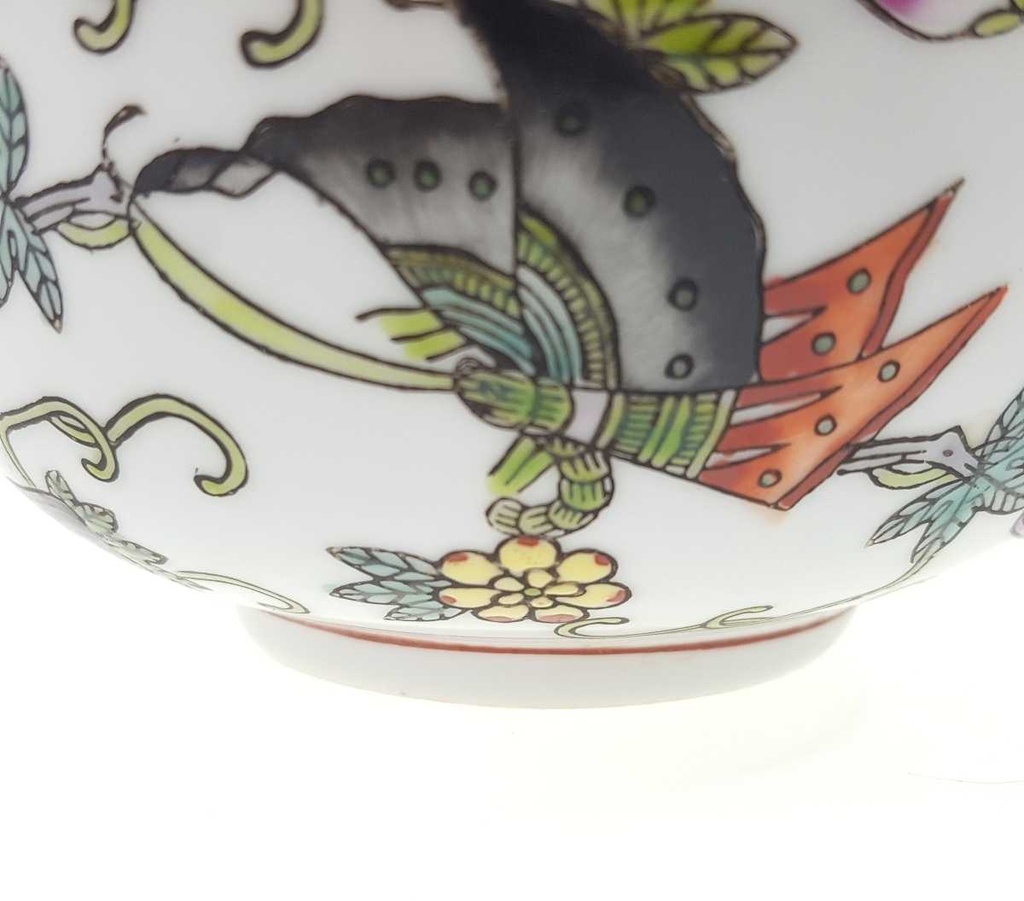 [458169190] Schale 11,8 cm Chinesisches Porzellan Schmetterling Blume Dekor gebraucht - gut Bild 6