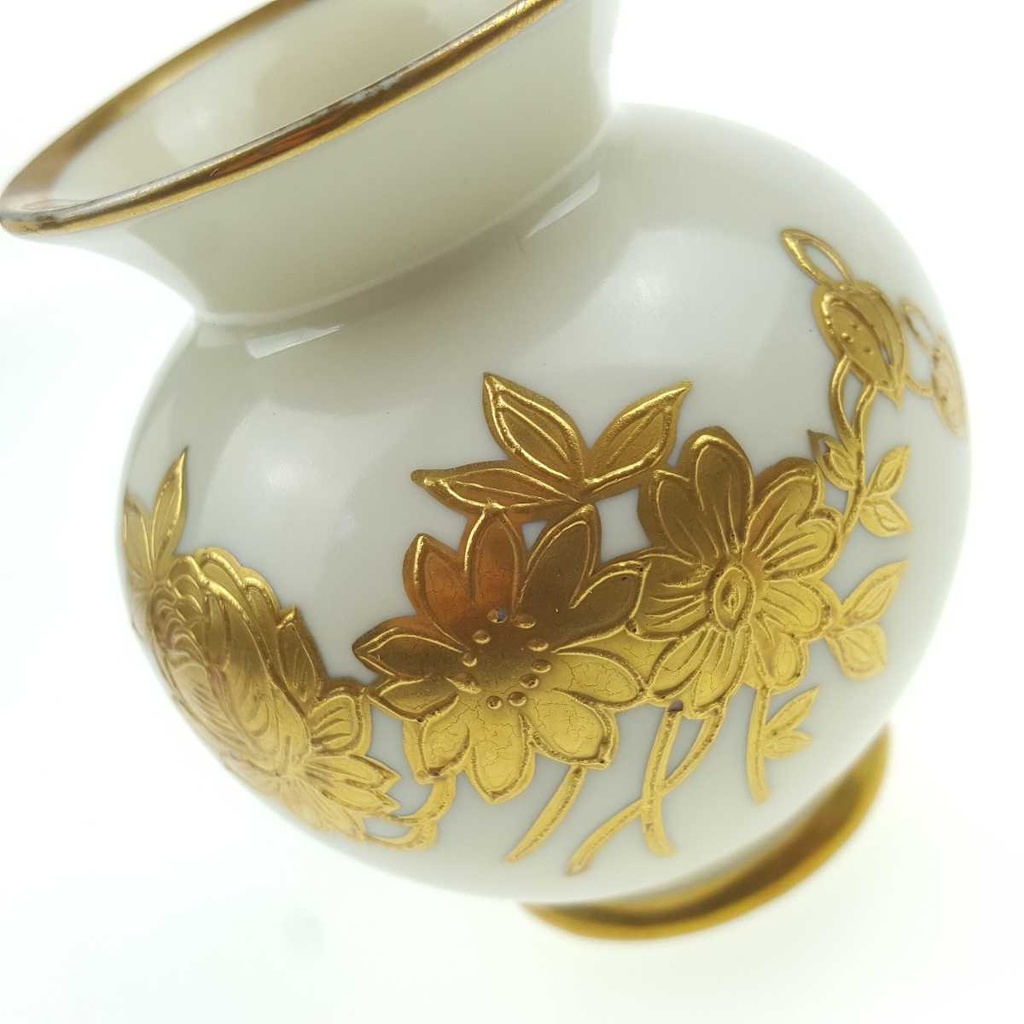 [458169193] Vase klein Golddekor 7,8 cm HP Handmalerei Blumen gebraucht - gut Bild 6