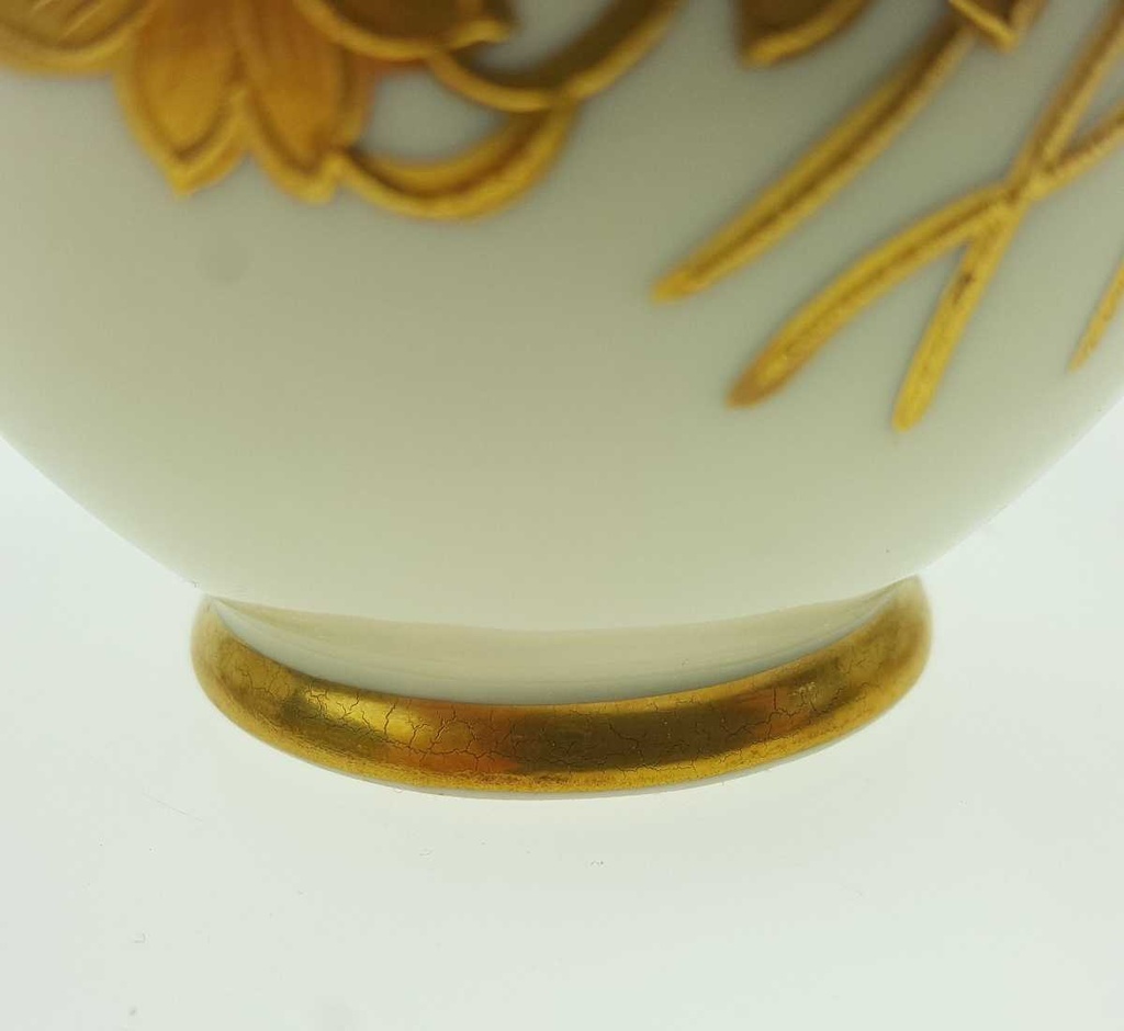 [458169193] Vase klein Golddekor 7,8 cm HP Handmalerei Blumen gebraucht - gut Bild 7