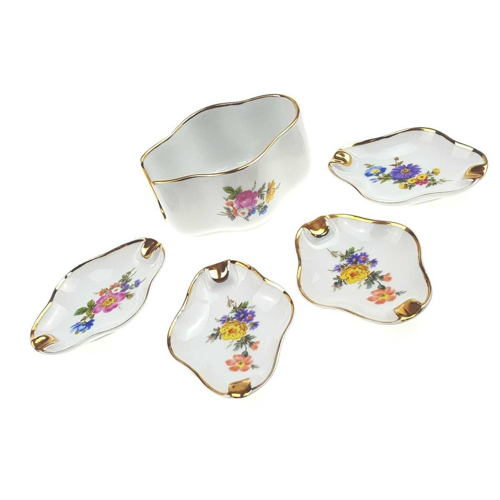 [2119309] 4er Set Aschenbecher mit Halter Golddekor Oro de Ley Blumen gebraucht - gut Bild 6