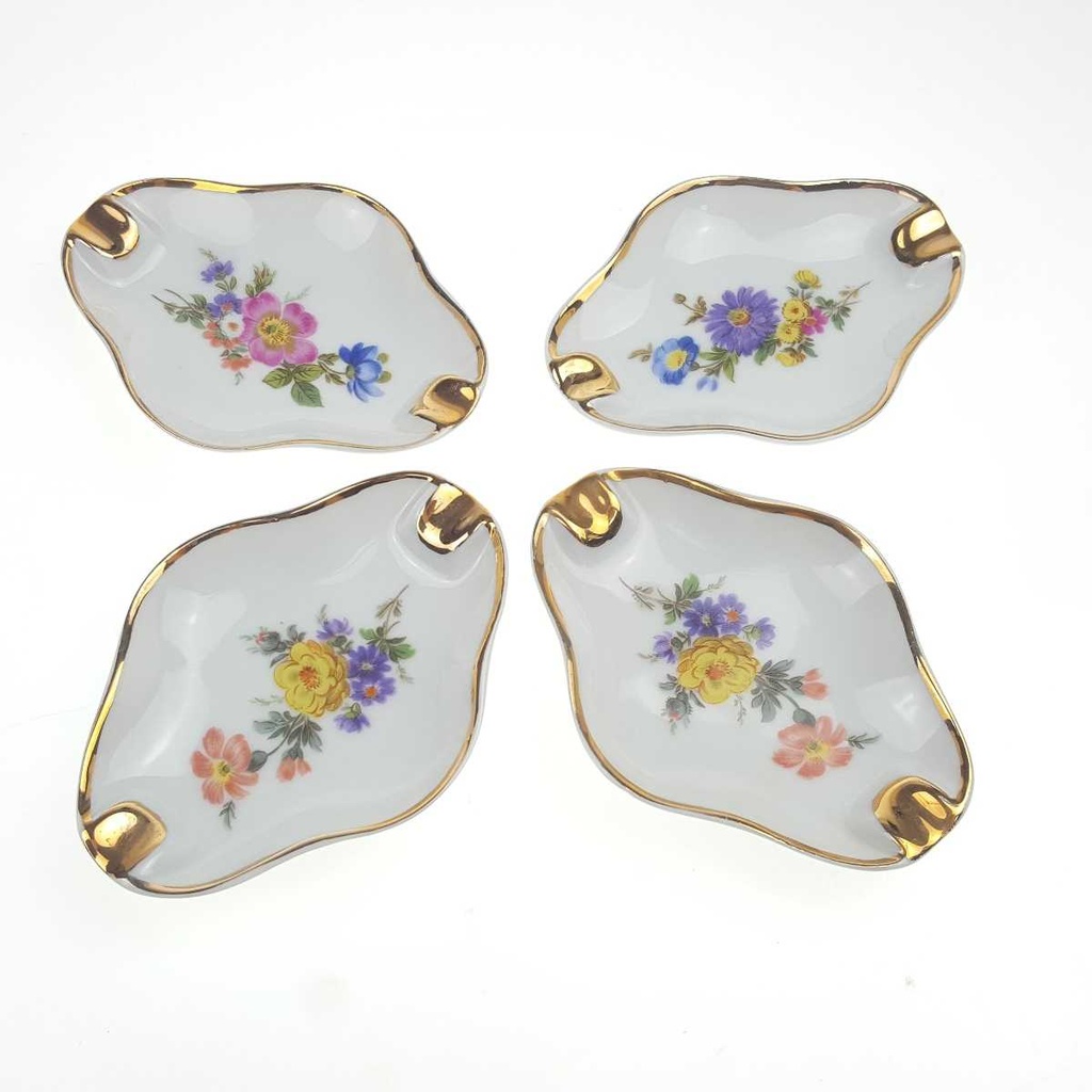 [2119309] 4er Set Aschenbecher mit Halter Golddekor Oro de Ley Blumen gebraucht - gut Bild 8