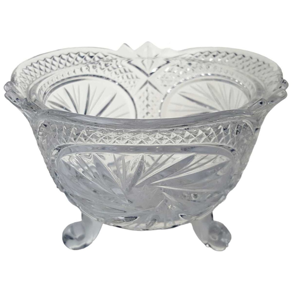 [458169196] Glasschale auf 3 Füßchen 9,8 cm Schleuderstern Transparent gebraucht - gut Bild 2