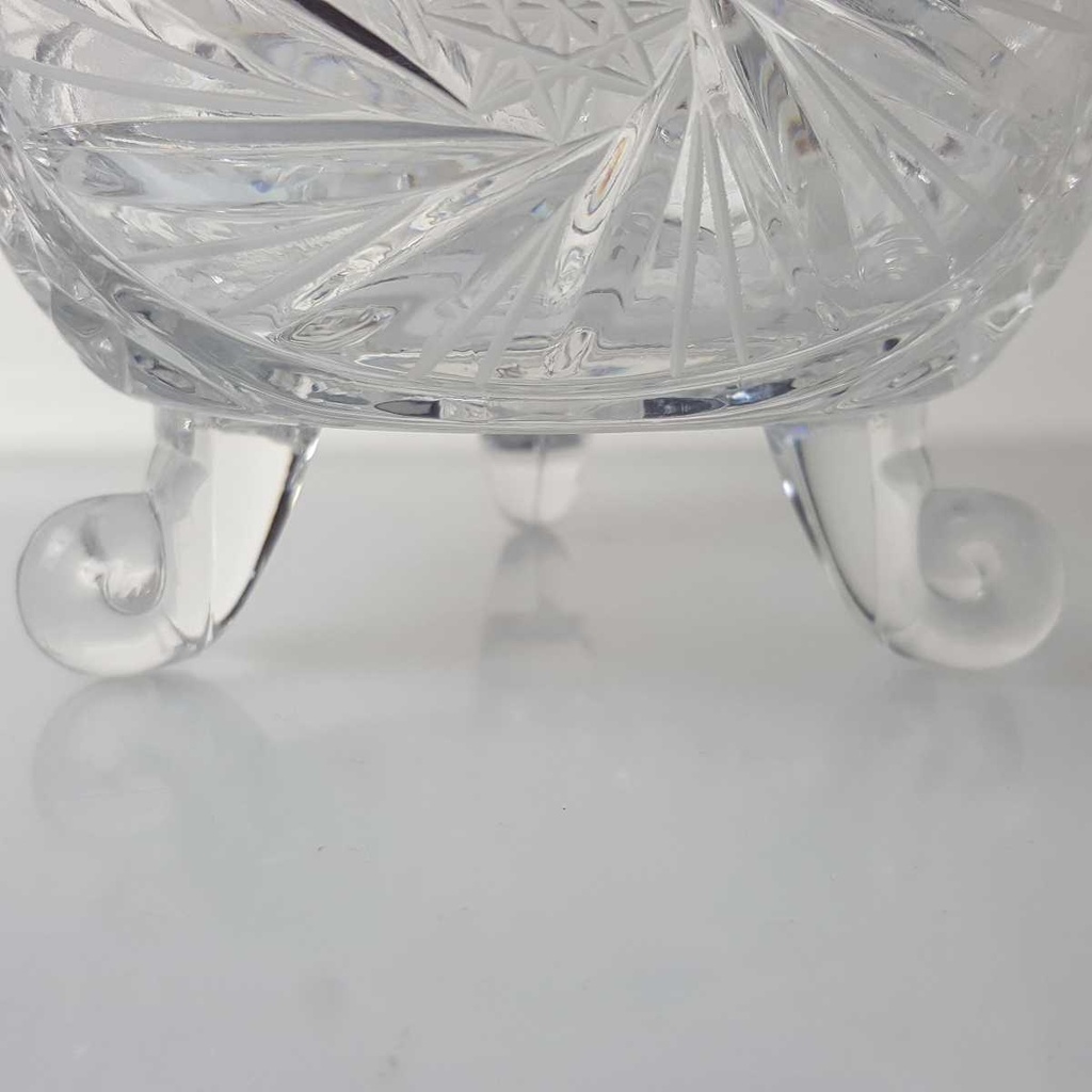 [458169196] Glasschale auf 3 Füßchen 9,8 cm Schleuderstern Transparent gebraucht - gut Bild 5