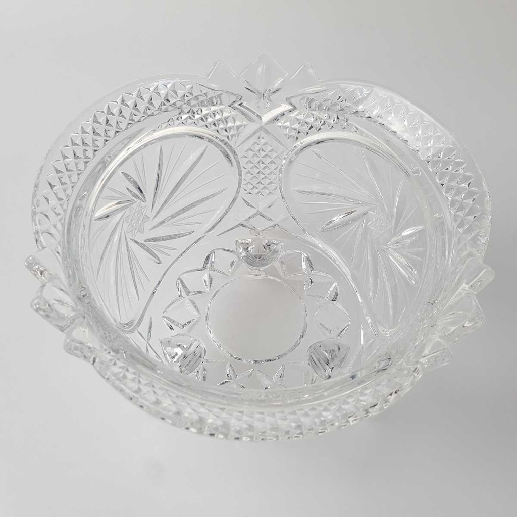 [458169196] Glasschale auf 3 Füßchen 9,8 cm Schleuderstern Transparent gebraucht - gut Bild 7