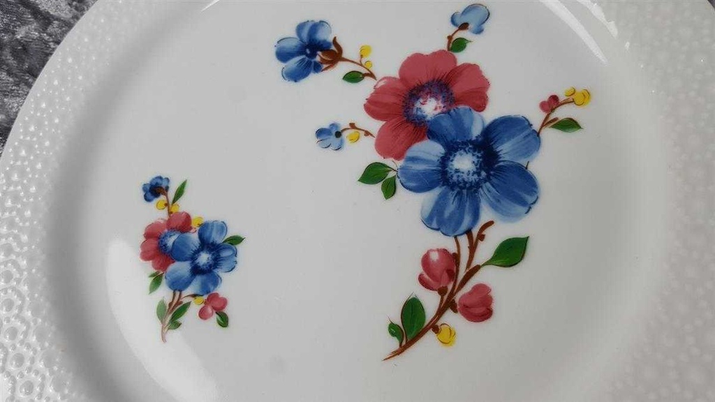 [45816927] Kuchenteller Dessertteller Frühstücksteller 19,8 cm Zeh Scherzer Blumendekore Retro Bunte Blumen Perlrand gebraucht - gut Bild 3