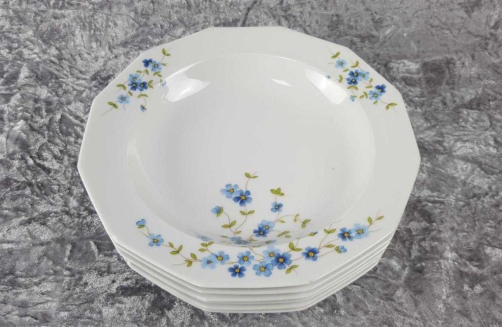 [2119312] 6er Set Suppenteller 22,5 cm Winterling Schwarzenbach Vergissmeinnicht gebraucht - defekt Bild 3