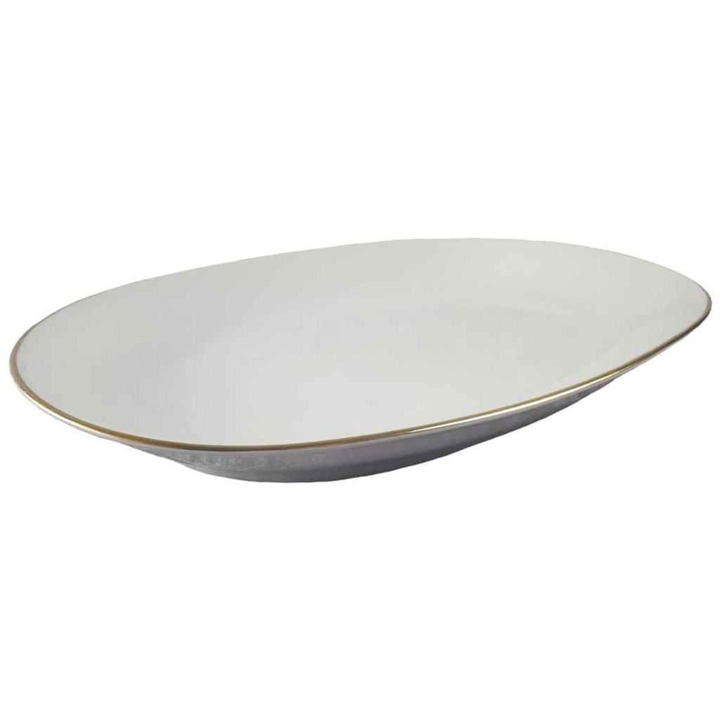 [45816965] Servierplatte Speiseplatte Fleischplatte Steakplatte groß Goldrand 37x26,5 cm KPM Krister 0201 Weiß gebraucht - gut Bild 2