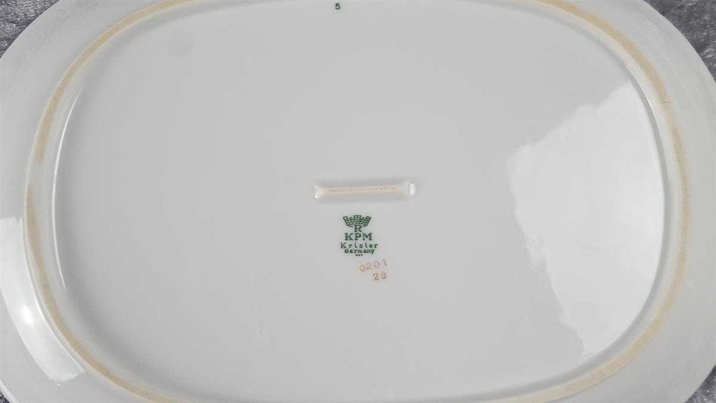 [45816966] Servierplatte Speiseplatte Fleischplatte Steakplatte mittelgroß Goldrand 27,5x19,8 cm KPM Krister 0201 Weiß gebraucht - gut Bild 4