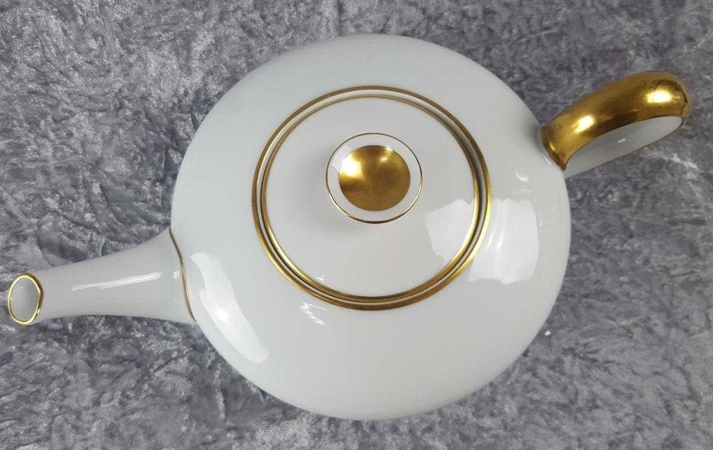 [45816979] Teekanne Goldrand 1,3 L KPM Krister 0201 Weiß gebraucht - sehr gut Bild 3