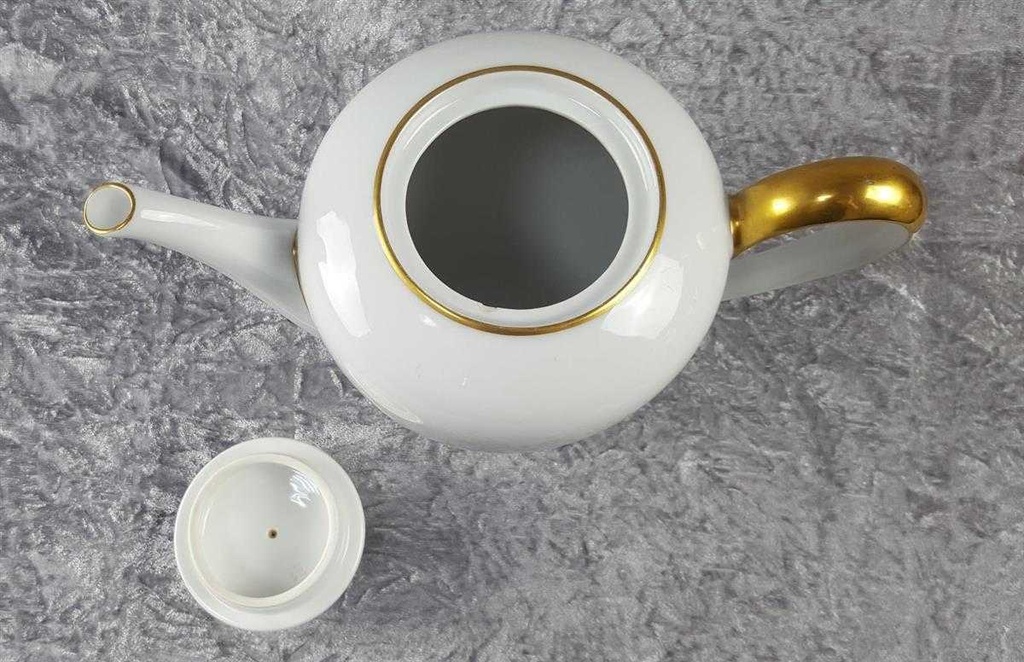 [45816980] Kaffeekanne Goldrand 1,7 L KPM Krister 0201 Weiß gebraucht - gut Bild 4
