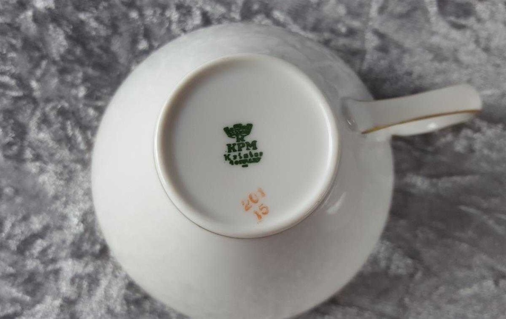 [45816991] Teetasse mit Untertasse Tasse Goldrand KPM Krister 0201 Weiß Bild 8
