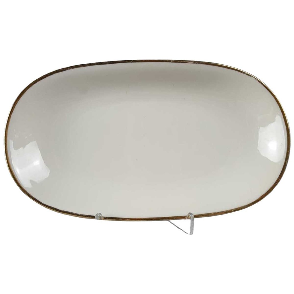 [45817023] Servierplatte Speiseplatte Steakplatte Goldrand 24,3x14 cm KPM Krister 0217 Elfenbein Beige gebraucht - gut Bild 2