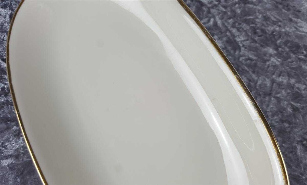 [45817023] Servierplatte Speiseplatte Steakplatte Goldrand 24,3x14 cm KPM Krister 0217 Elfenbein Beige gebraucht - gut Bild 4