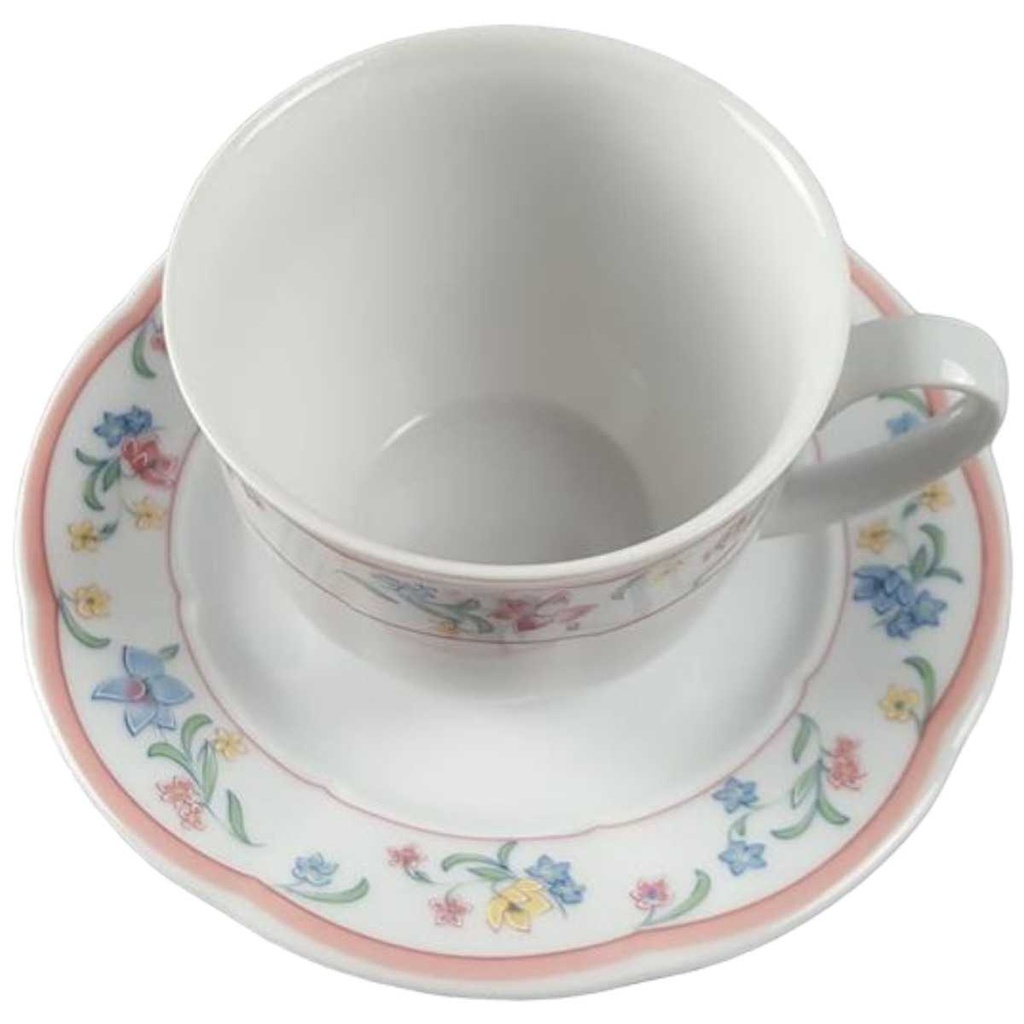 [45817077] Kaffeetasse mit Untertasse Tasse Mitterteich Form 2250 rosa Rand Dekor Stefanie gebraucht - sehr gut Bild 2