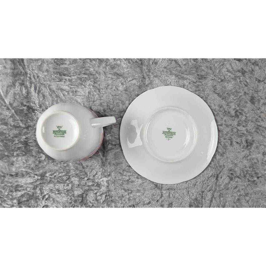 [45817077] Kaffeetasse mit Untertasse Tasse Mitterteich Form 2250 rosa Rand Dekor Stefanie gebraucht - sehr gut Bild 4