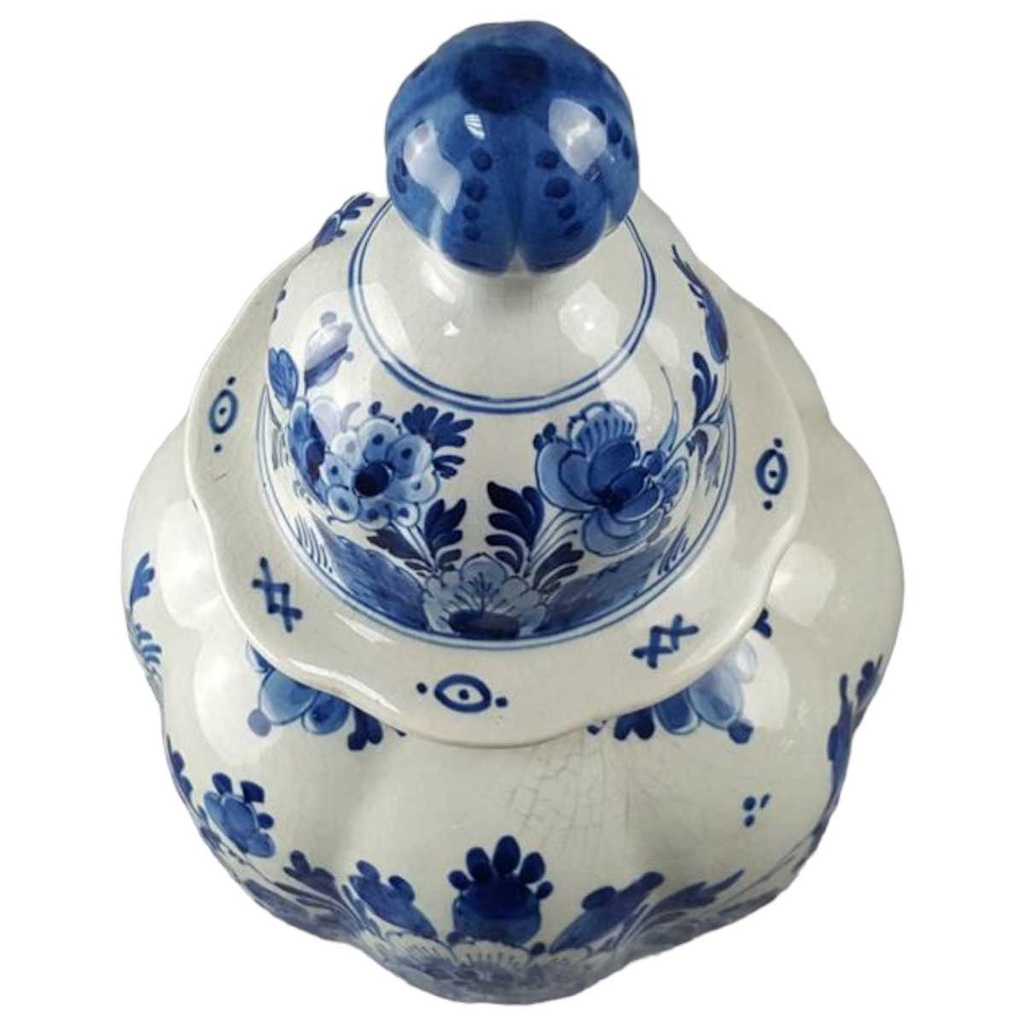 [45817086] Deckelvase mit Signatur 30,5 cm Delfts Blauw Blumen Blau gebraucht - akzeptabel Bild 2