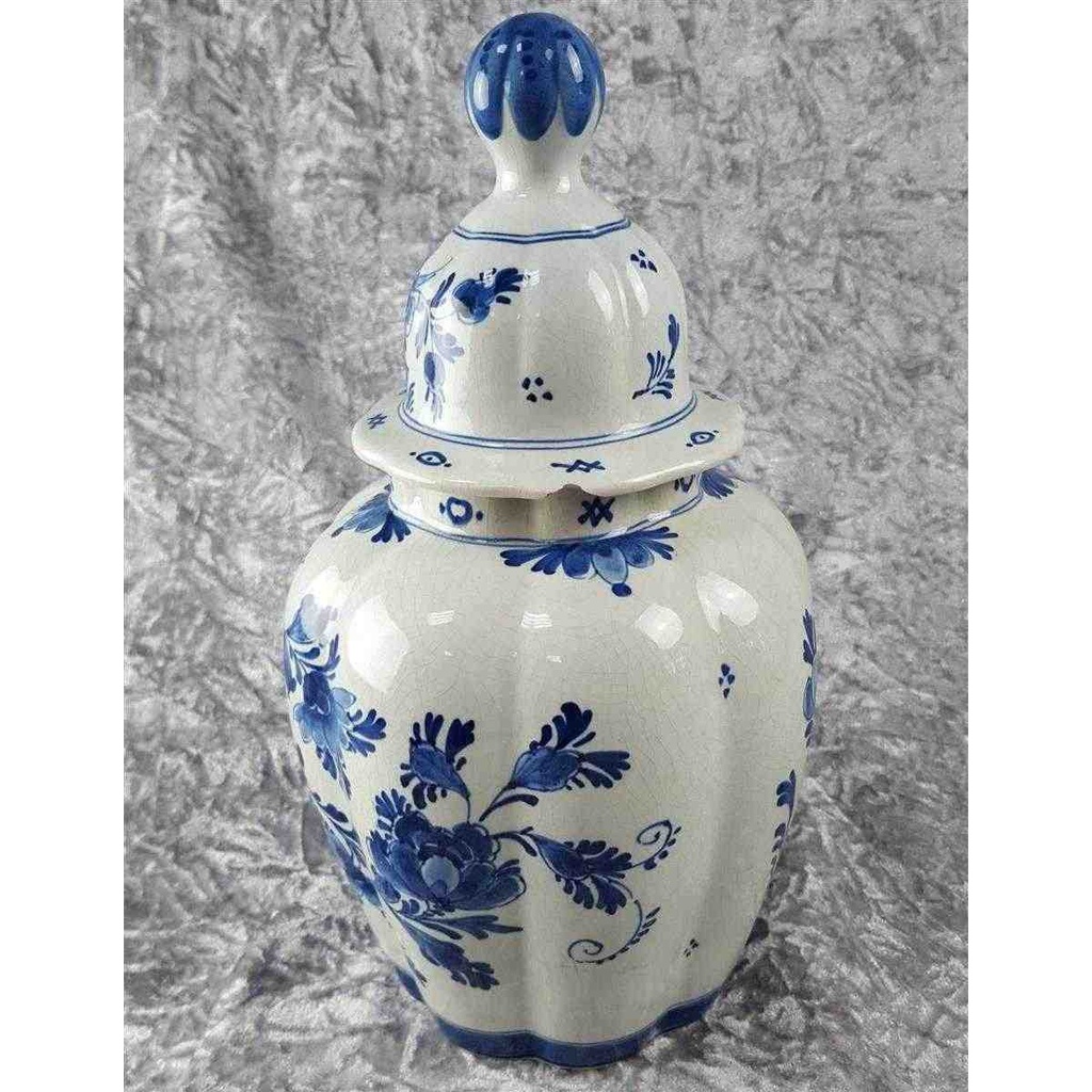 [45817086] Deckelvase mit Signatur 30,5 cm Delfts Blauw Blumen Blau gebraucht - akzeptabel Bild 4