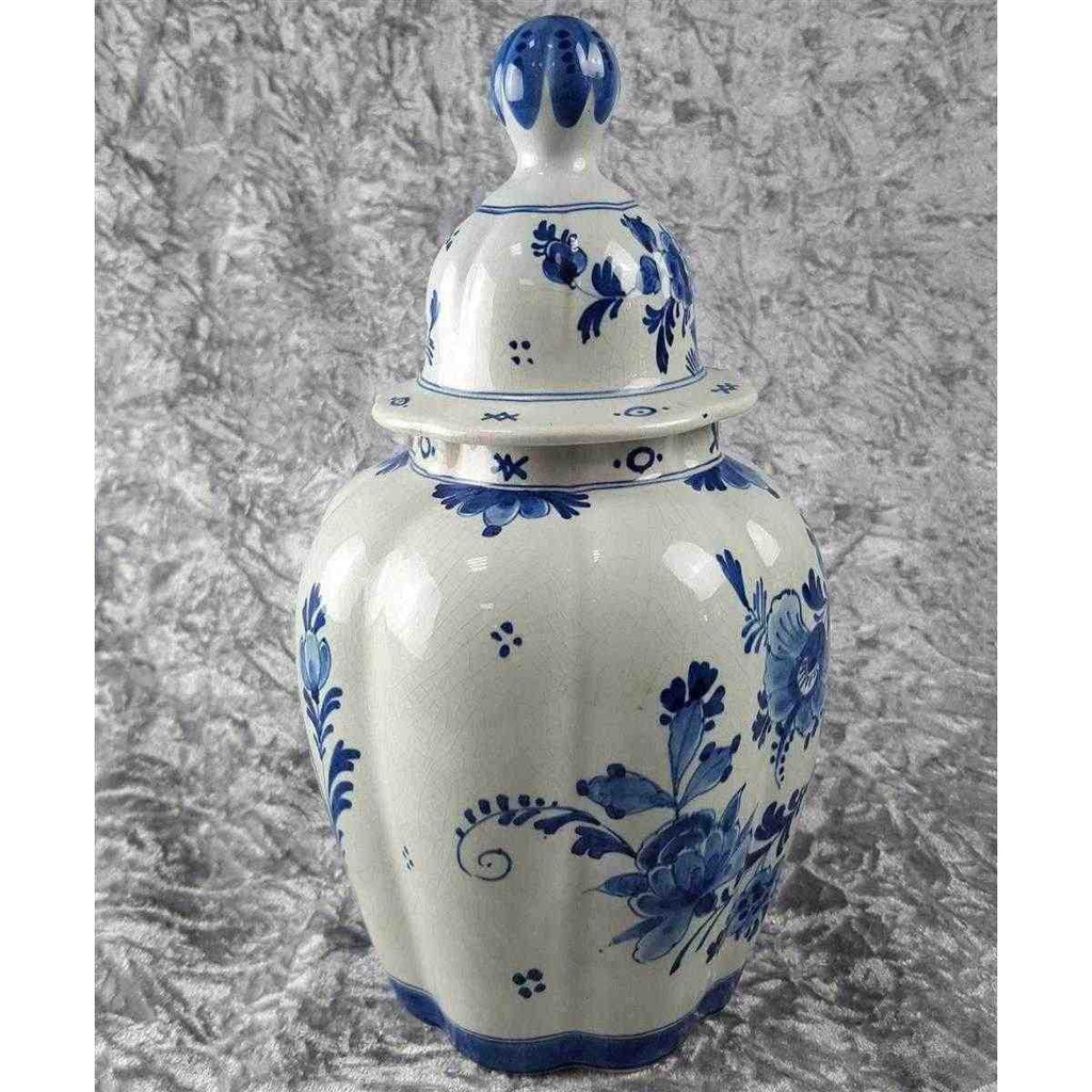 [45817086] Deckelvase mit Signatur 30,5 cm Delfts Blauw Blumen Blau gebraucht - akzeptabel Bild 6