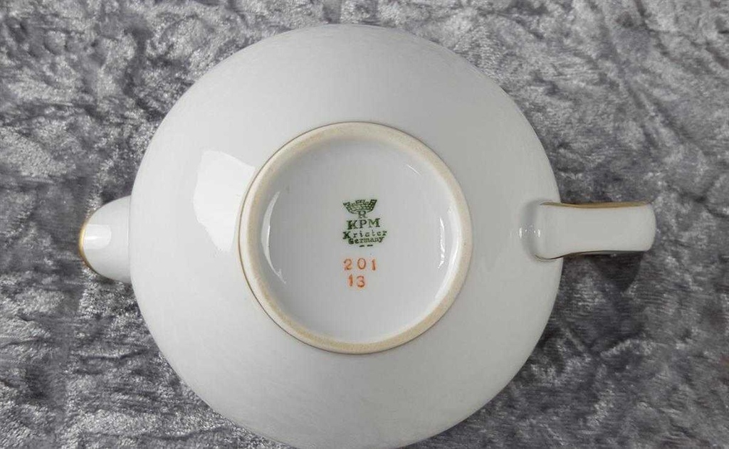 [45817114] Milchkännchen Goldrand 0,3 L KPM Krister 0201 Weiß gebraucht - gut Bild 5