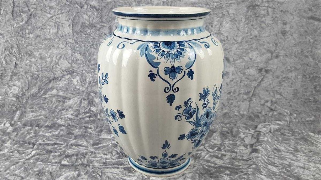 [45817160] Vase mit Signatur 24 cm Delfts Blauw Blumen gebraucht - gut Bild 4