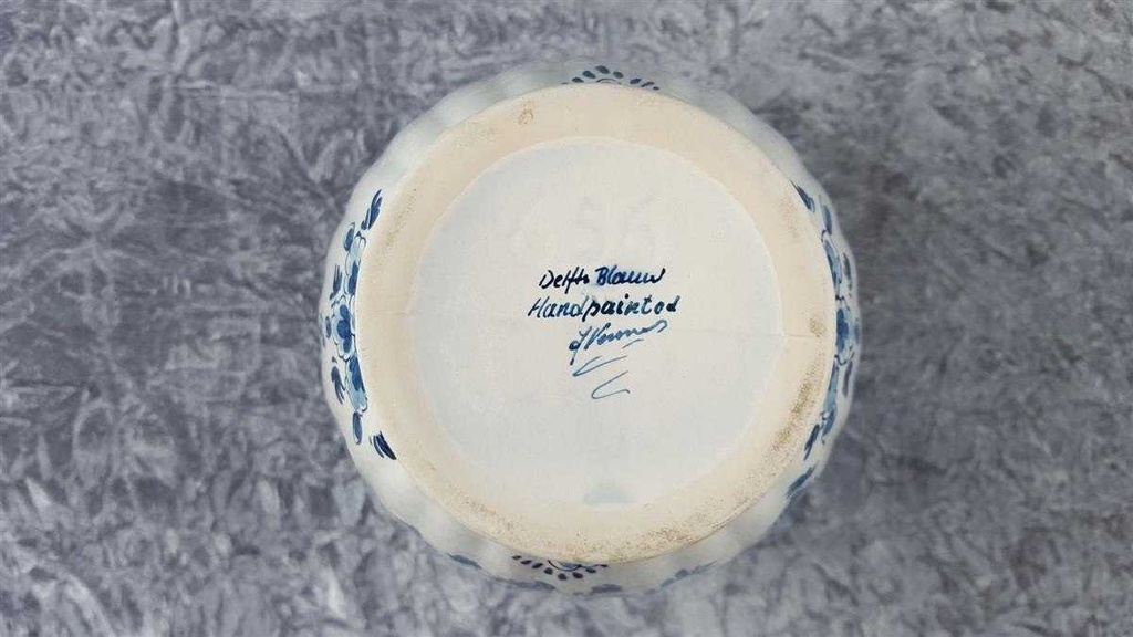 [45817160] Vase mit Signatur 24 cm Delfts Blauw Blumen gebraucht - gut Bild 7