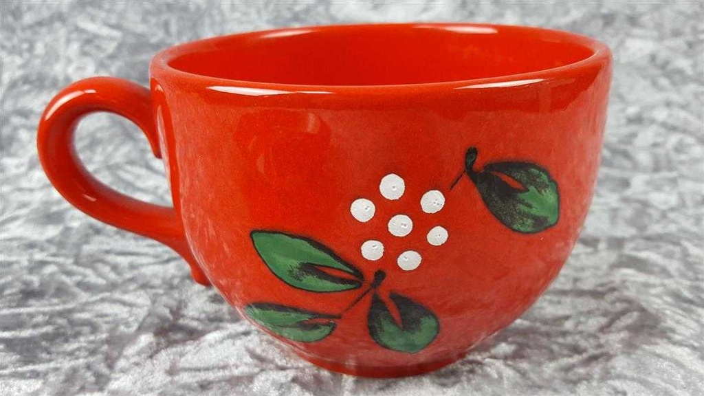 [45817203] Tasse Jumbotasse mit Untertasse Teller Waechtersbach rot Apfeldekor gebraucht - gut Bild 4