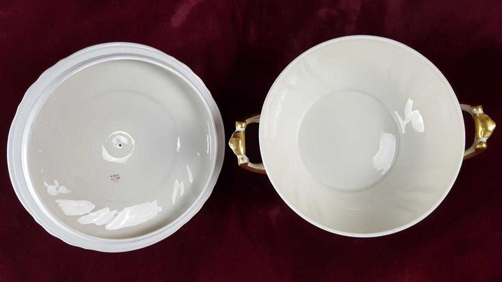 [45817241] Ragoutterrine Golddekor 1,5 L Tielsch Altwasser weiß 7930 gebraucht - akzeptabel Bild 5