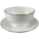 [45817285] Sauciere mit Teller Goldrand 0,4 L Eschenbach 3mm Weiß gebraucht - sehr gut Bild 2