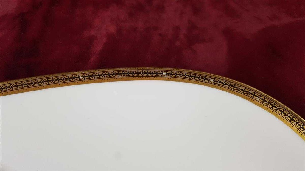[45817322] Servierplatte Fleischplatte Steakplatte Golddekor 32,5x21 cm Melitta Verona gebraucht - akzeptabel Bild 2