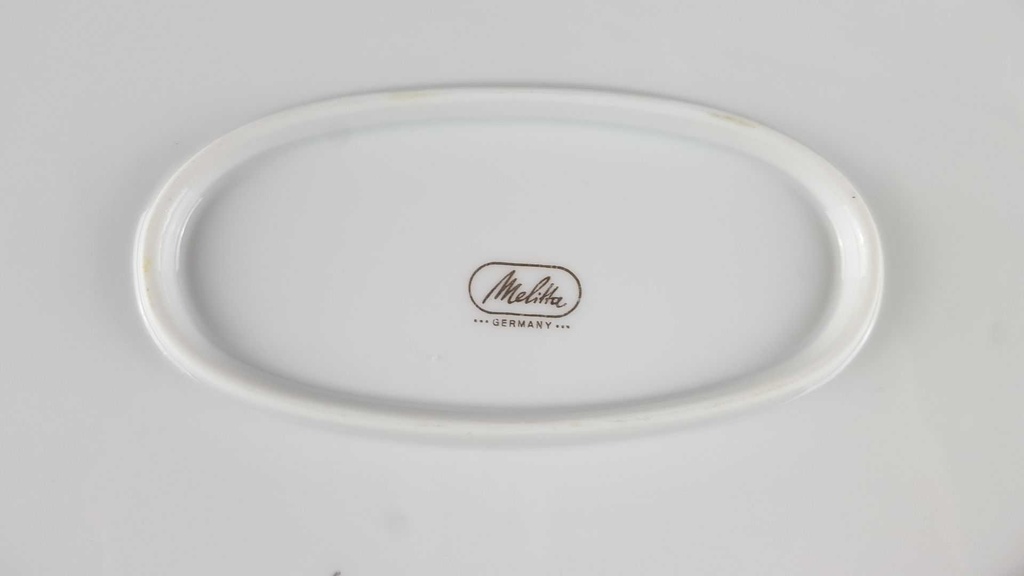 [45817322] Servierplatte Fleischplatte Steakplatte Golddekor 32,5x21 cm Melitta Verona gebraucht - akzeptabel Bild 5