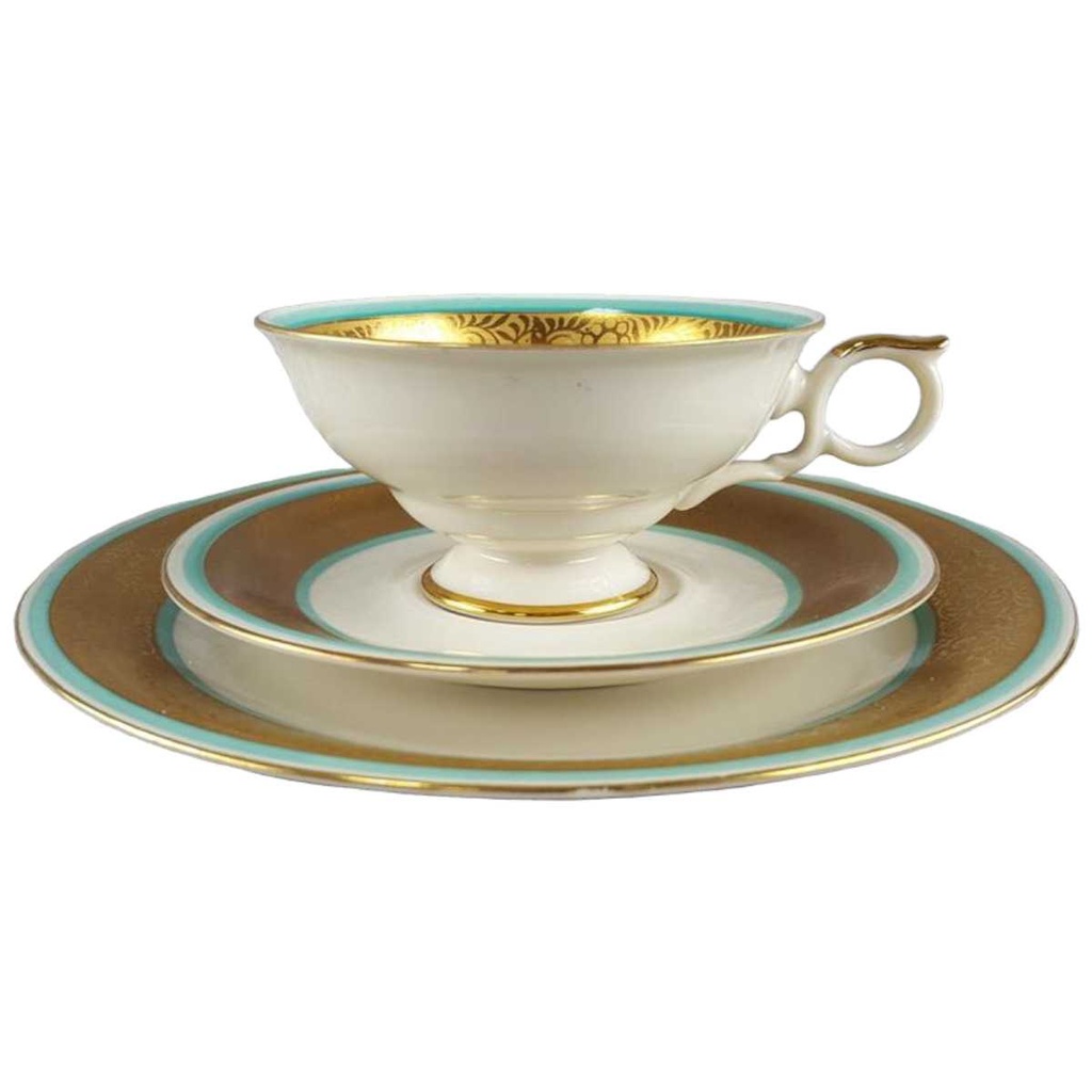 [45817354] Sammelgedeck Golddekor 3tlg Schaller Sammeltassen Elfenbein Beige gebraucht - gut Bild 2