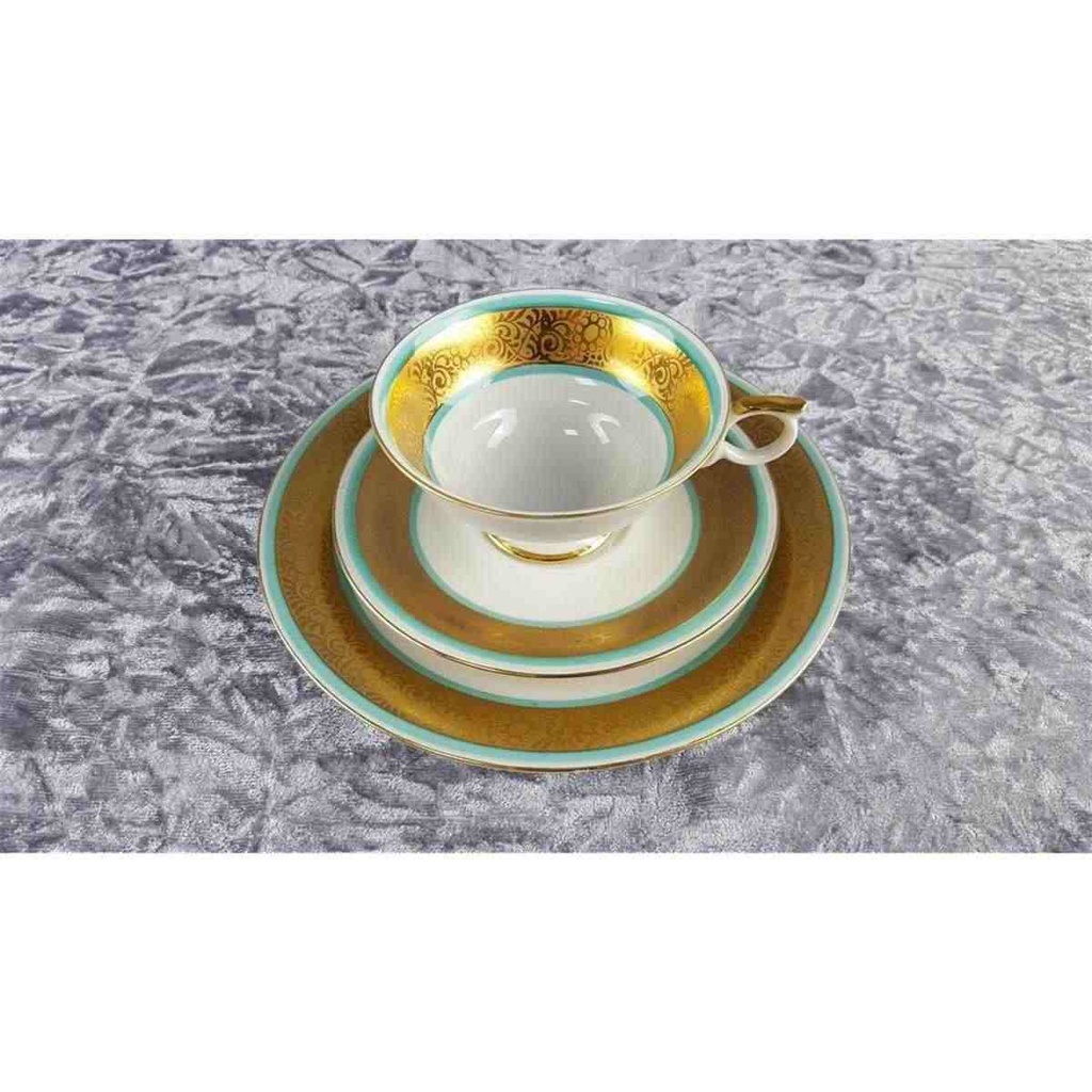 [45817354] Sammelgedeck Golddekor 3tlg Schaller Sammeltassen Elfenbein Beige gebraucht - gut Bild 3