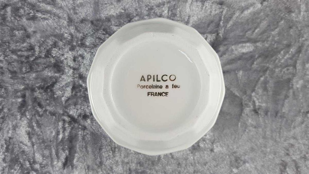 [45817369] Zuckerschale Apilco Porcelaine weiß mit Platinrand gebraucht - sehr gut Bild 3