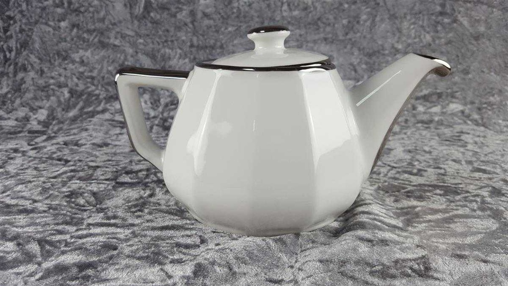 [45817370] Teekanne 1,1 L Apilco Porcelaine weiß mit Platinrand gebraucht - gut Bild 3