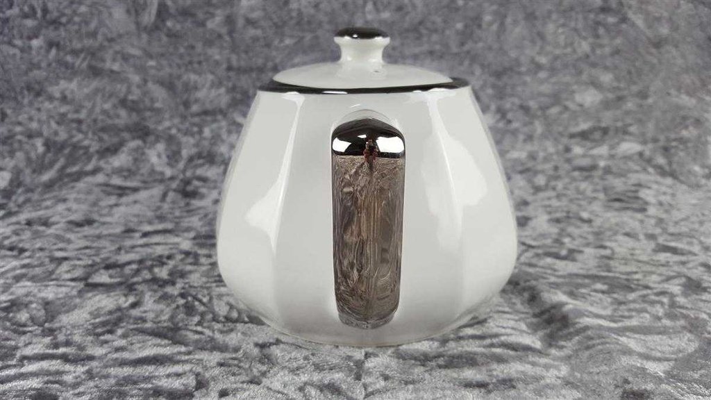 [45817370] Teekanne 1,1 L Apilco Porcelaine weiß mit Platinrand gebraucht - gut Bild 4