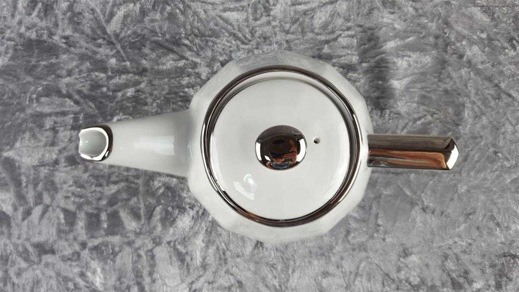 [45817370] Teekanne 1,1 L Apilco Porcelaine weiß mit Platinrand gebraucht - gut Bild 5