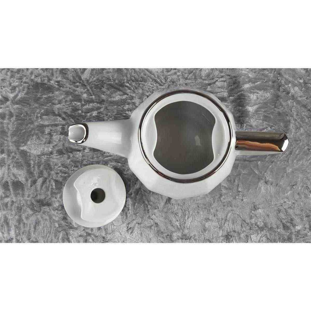 [45817370] Teekanne 1,1 L Apilco Porcelaine weiß mit Platinrand gebraucht - gut Bild 6