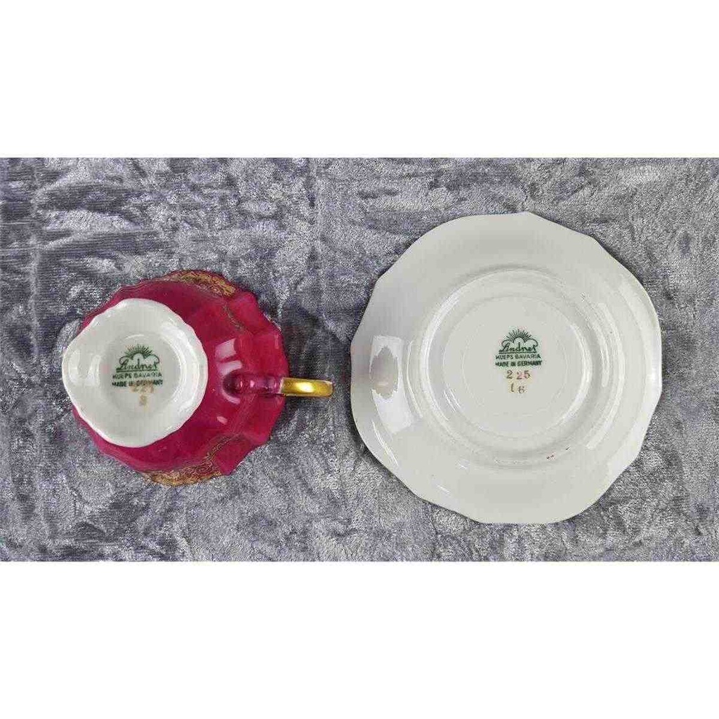 [45817379] Mokkatasse mit Untertasse Tasse Espressotasse Golddekor Lindner Porzellan gebraucht - gut Bild 9