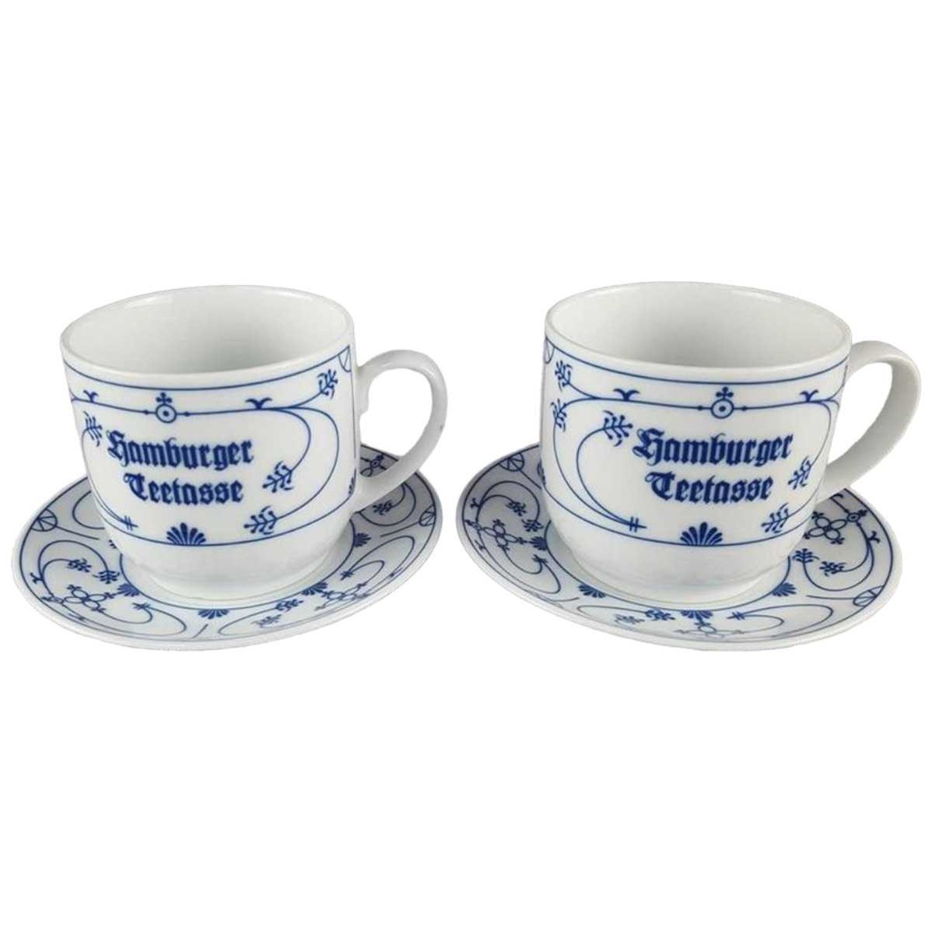 [2119340] 2er Set Teetasse Tasse Julius Lange Kahla Indisch Blau Strohblume Hamburger gebraucht - gut Bild 2