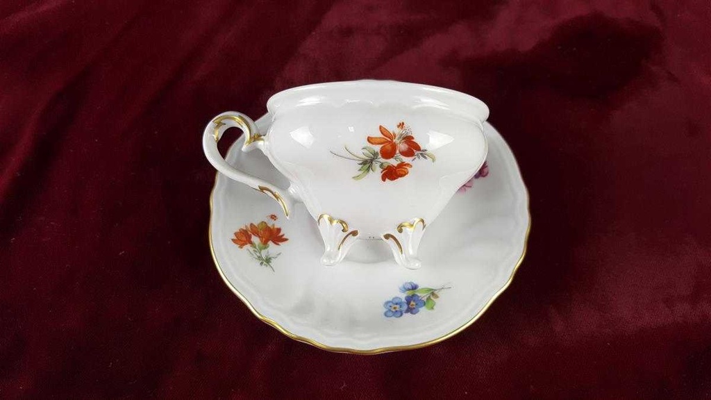 [45817394] Mokkatasse Tasse Espressotasse Goldrand Weimar Porzellan bunte Blumen gebraucht - sehr gut Bild 3
