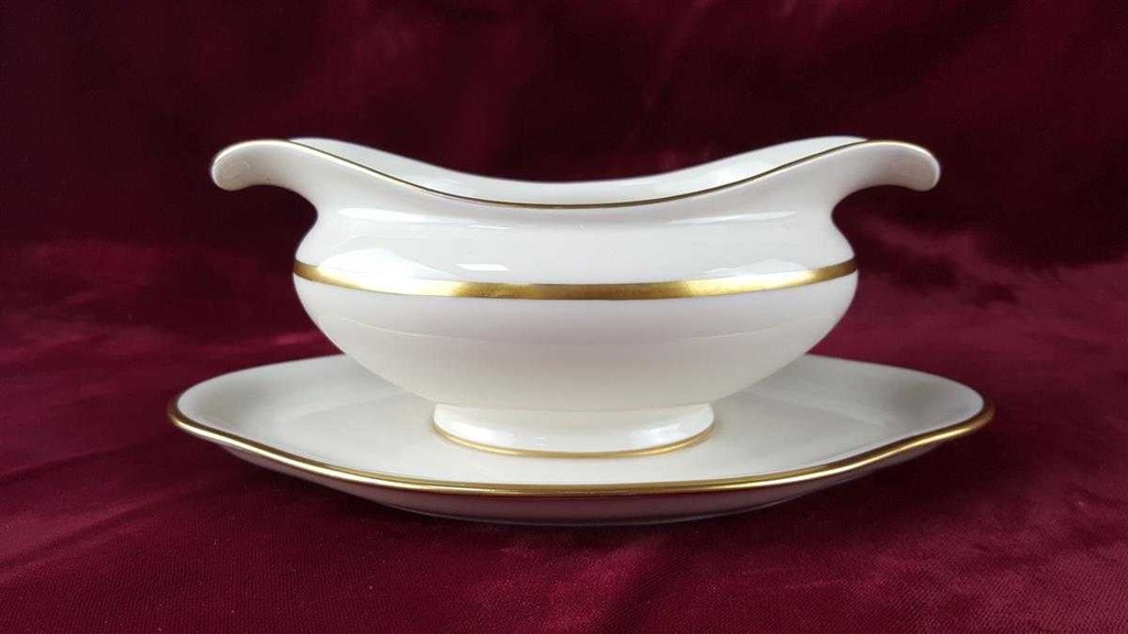 [45817415] Sauciere mit Teller Golddekor Eschenbach Elfenbein Bavaria gebraucht - sehr gut Bild 3