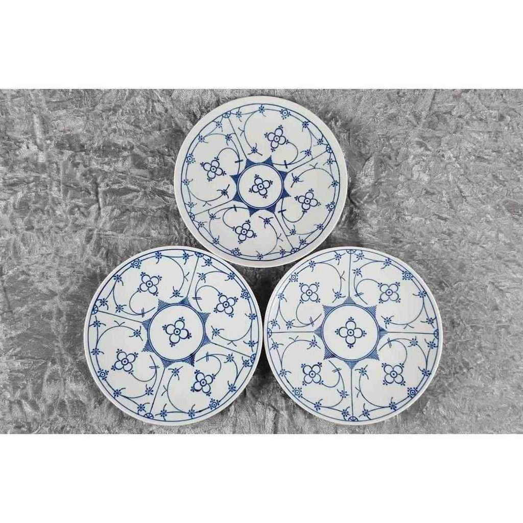 [2119341] 3er Set Kuchenteller 19,7 cm Bareuther Indisch Blau Strohblume Bavaria gebraucht - gut Bild 4